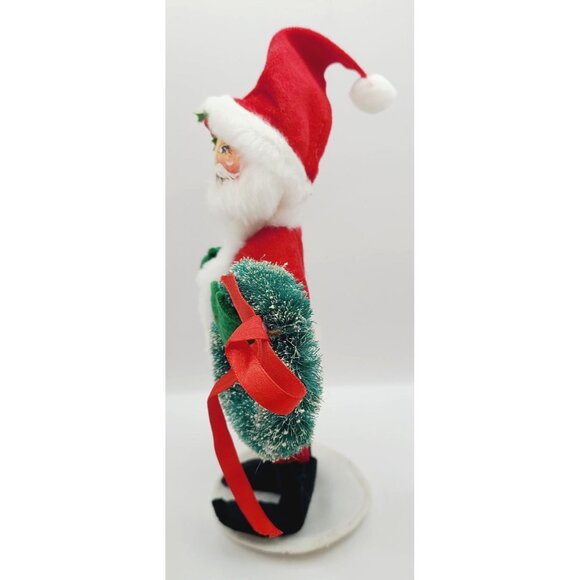 Annalee Santa Claus Mobilitee Figurine W/ Wreath 1990's Christmas Decor Vintage - Picture 4 of 10